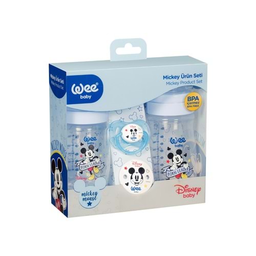 Biberon Hediye Seti Wee Baby Mickey Mouse 190 Mavi
